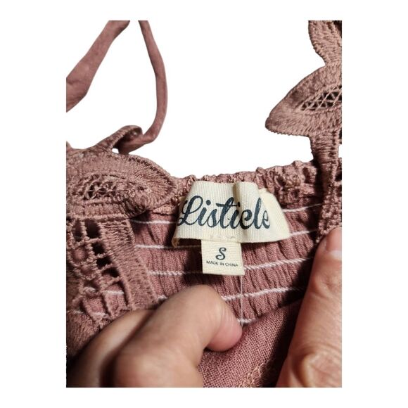 Listiele Babydoll Dress Sz Small Mauve Rose Lined Boho Flowy Layer Lace Fairy - Picture 2 of 8